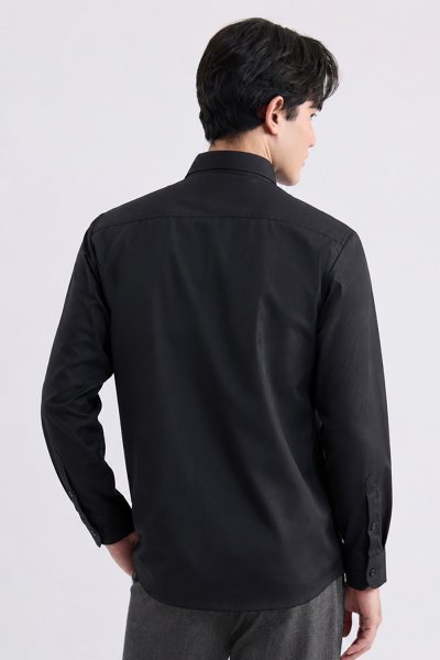 เสื้อเชิ้ตแขนยาว Smart Mandarin Collar Shirt - Black
