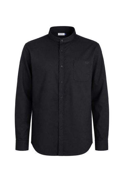 เสื้อเชิ้ตแขนยาว Smart Mandarin Collar Shirt - Black