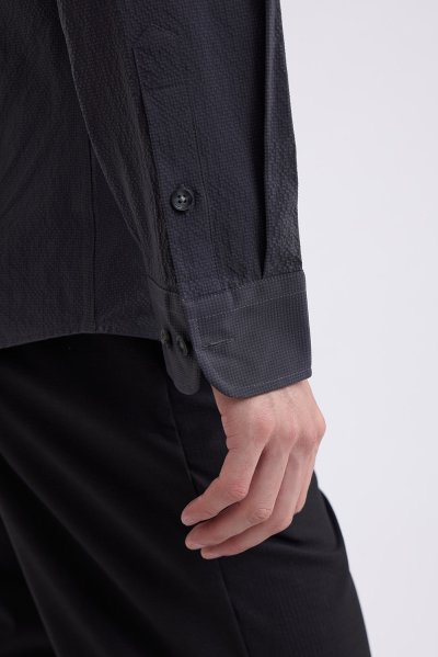 Textured Seersucker Shirt - Dark Grey
