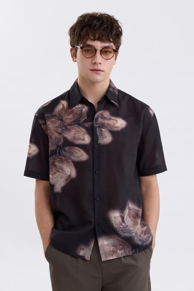 Brush Bloom Print Shirt