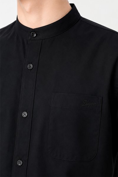 เสื้อเชิ้ตแขนสั้น Smart Mandarin Collar Shirt - Black