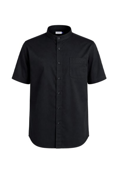 เสื้อเชิ้ตแขนสั้น Smart Mandarin Collar Shirt - Black