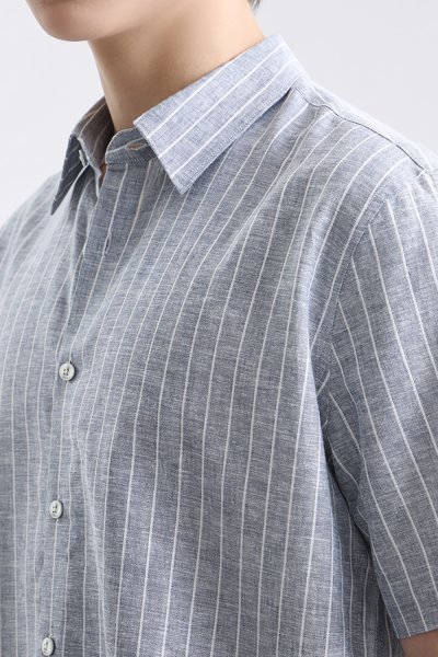 เสื้อเชิ้ตแขนสั้น Striped Yarn Dyed Shirt