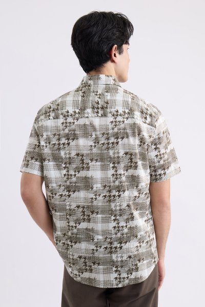 Houndstooth Check Print Shirt