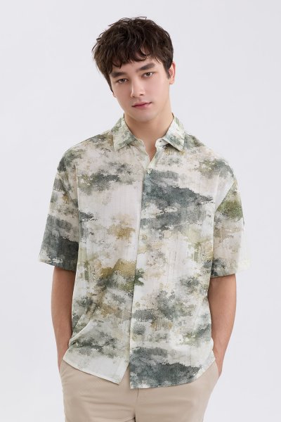 Verdant Landscape Print Shirt
