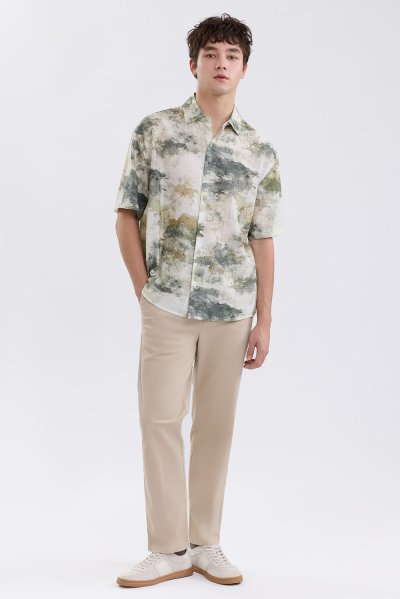 Verdant Landscape Print Shirt
