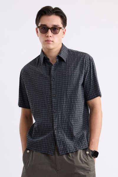 เสื้อเชิ้ตแขนสั้น Micro Check Print Shirt
