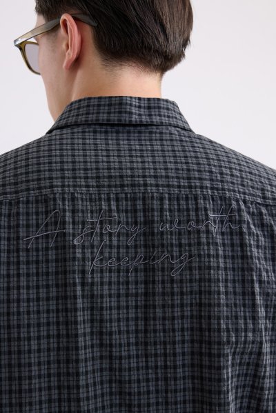 เสื้อเชิ้ตแขนสั้น Micro Check Print Shirt