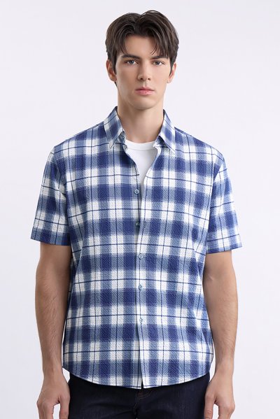 เสื้อเชิ้ตแขนสั้น Habour Plaid Print Shirt