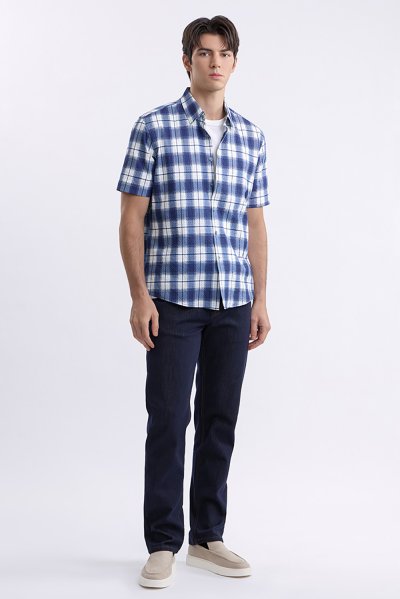 เสื้อเชิ้ตแขนสั้น Habour Plaid Print Shirt