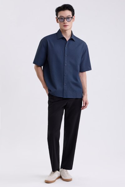 Textured Stripe Seersucker Shirt