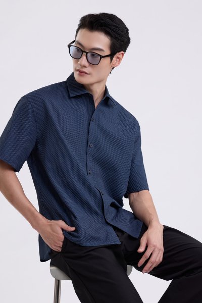 Textured Stripe Seersucker Shirt