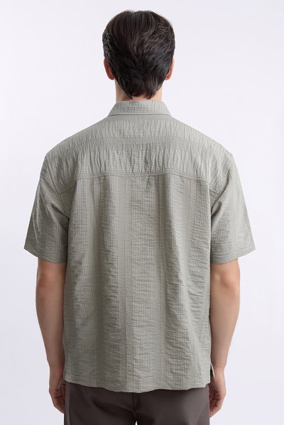 เสื้อเชิ้ตแขนสั้น Textured Weave Shirt - Olive