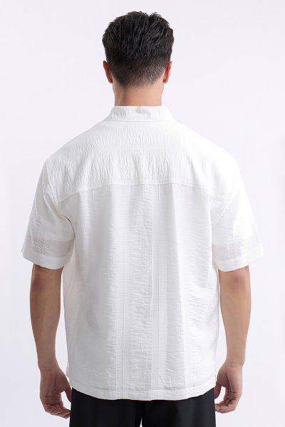 เสื้อเชิ้ตแขนสั้น Textured Weave Shirt - White