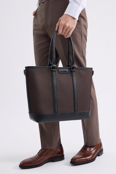 Large Smart Tote Bag - Brown