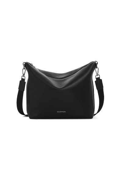 Zip Top Crossbody Bag - Black