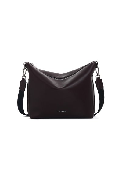 Zip Top Crossbody Bag - Brown