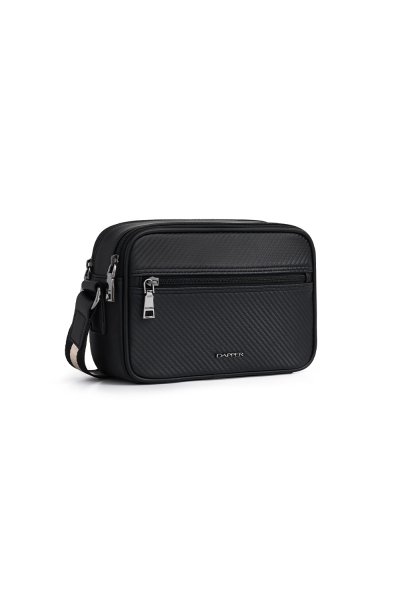 กระเป๋าสะพายข้าง Carbon Fiber Double-Zip Crossbody Bag