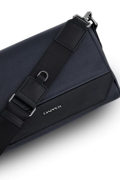 Contrast Flap Crossbody Bag - Navy