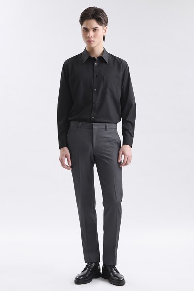 เสื้อเชิ้ตแขนยาว EASY CARE Regular Fit Shirt - Black