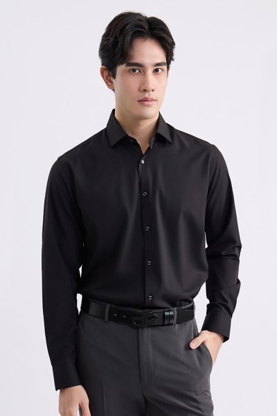 เสื้อเชิ้ตแขนยาว NO MORE IRON Smart Fit Shirt - Black