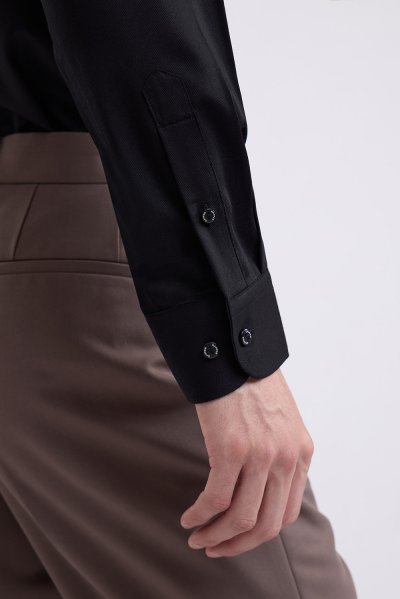 เสื้อเชิ้ตแขนยาว SMOOTH & STRETCH Smart Fit Shirt - Black