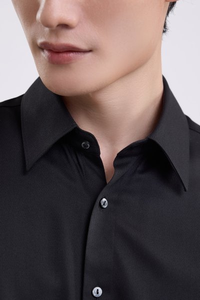 เสื้อเชิ้ตแขนยาว SMOOTH & STRETCH Smart Fit Shirt - Black
