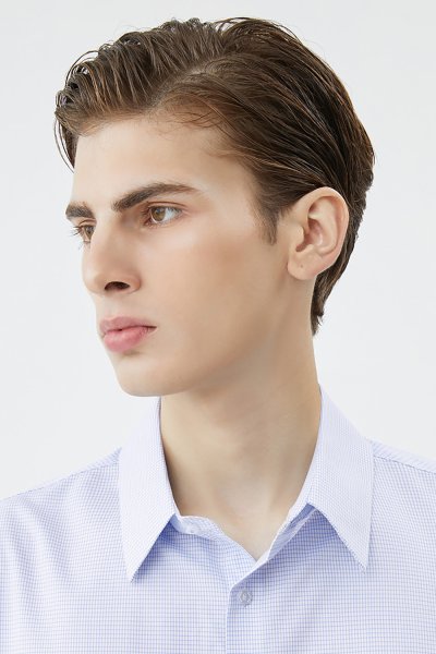 เสื้อเชิ้ตแขนยาว SMOOTH & STRETCH Plaid Regular Fit Shirt - Blue