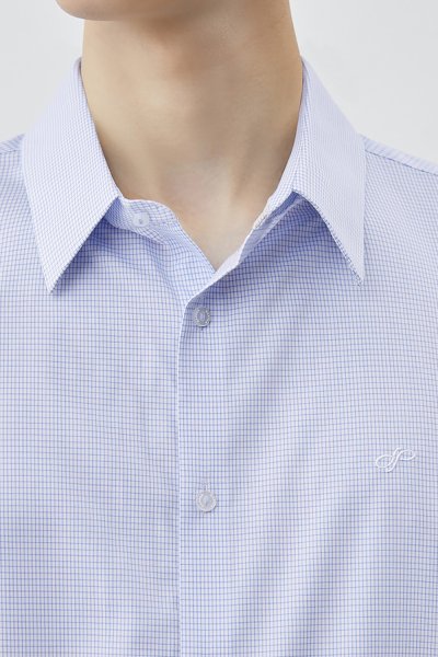 เสื้อเชิ้ตแขนยาว SMOOTH & STRETCH Plaid Regular Fit Shirt - Blue