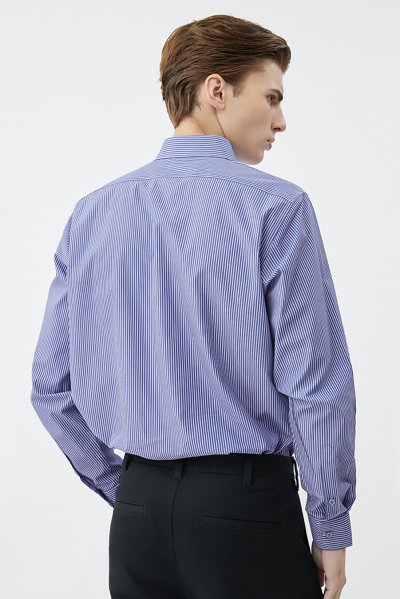 เสื้อเชิ้ตแขนยาว EASY CARE Striped Regular Fit Shirt - Blue