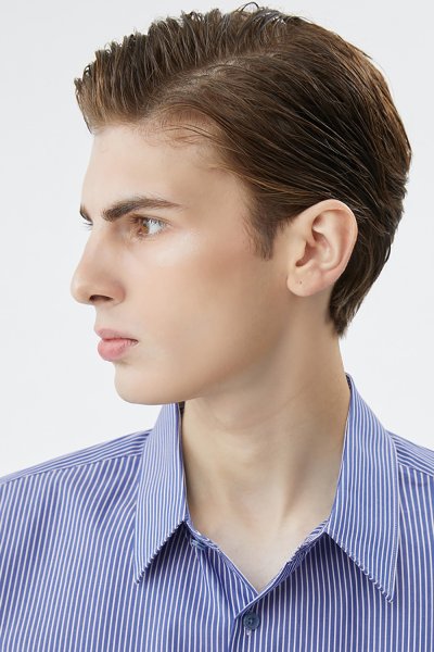 เสื้อเชิ้ตแขนยาว EASY CARE Striped Regular Fit Shirt - Blue