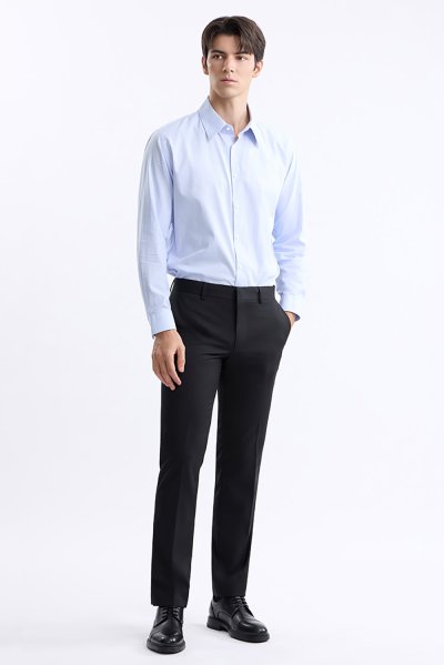 เสื้อเชิ้ตแขนยาว EASY CARE Dobby Regular Fit Shirt - Blue