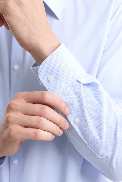 เสื้อเชิ้ตแขนยาว EASY CARE Dobby Regular Fit Shirt - Blue