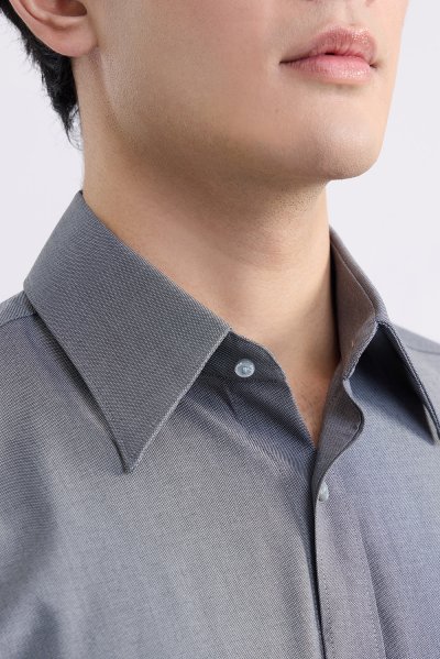SMOOTH & STRETCH Textured Smart Fit Shirt - Dark Grey