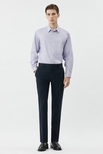 เสื้อเชิ้ตแขนยาว EASY CARE Striped Regular Fit Shirt - Navy