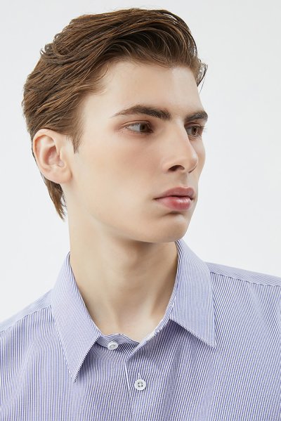 เสื้อเชิ้ตแขนยาว EASY CARE Striped Regular Fit Shirt - Navy