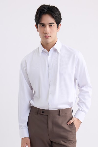 เสื้อเชิ้ตแขนยาว EASY CARE Textured Regular Fit Shirt - White