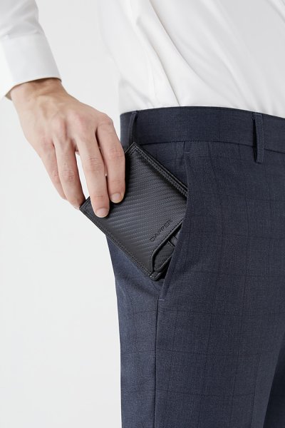 กระเป๋าสตางค์ Carbon Fiber Drawer Tri-fold Wallet