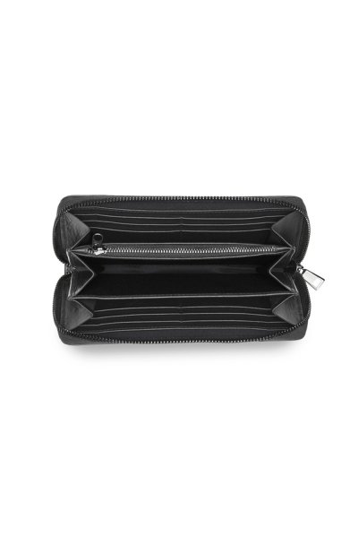 Verona Leather Accordion Long Wallet - Black