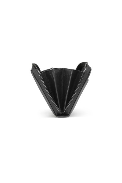 Verona Leather Accordion Long Wallet - Black