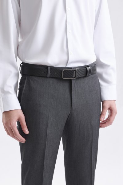 เข็มขัดผู้ชาย Carbon Fiber Reversible Plaque Buckle Belt