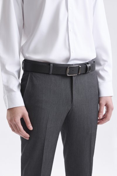 เข็มขัดผู้ชาย Carbon Fiber Slim Plaque Buckle Belt