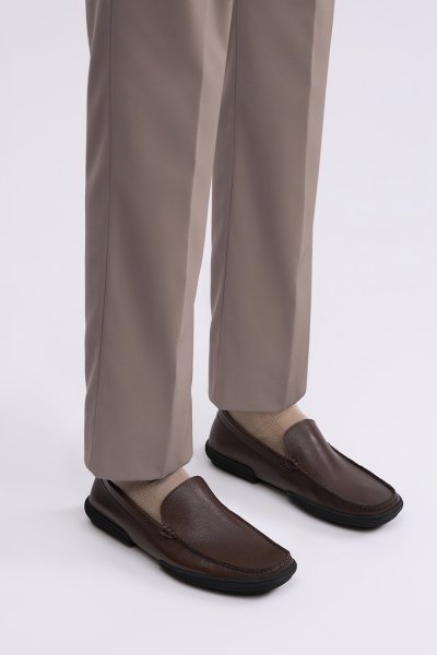 รองเท้าหนัง แบบสวม Nappa Leather Moccasin - Brown