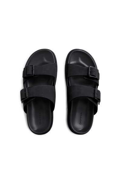 รองเท้าแตะแบบสวม Double Buckle Sandals - Black