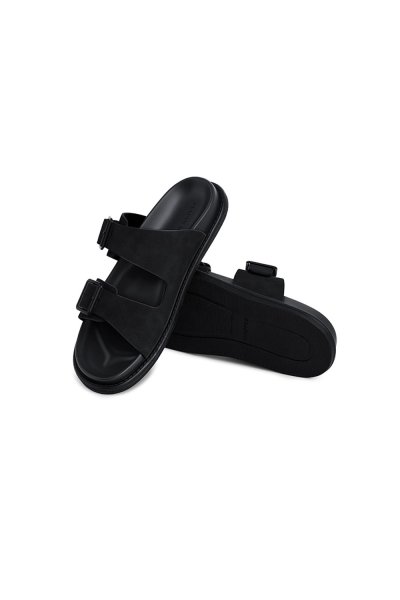 รองเท้าแตะแบบสวม Double Buckle Sandals - Black