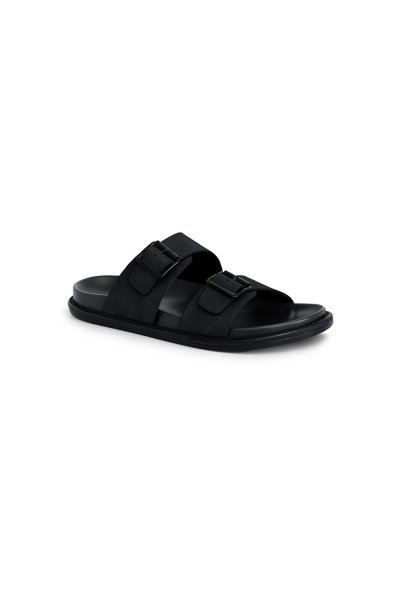 รองเท้าแตะแบบสวม Double Buckle Sandals - Black