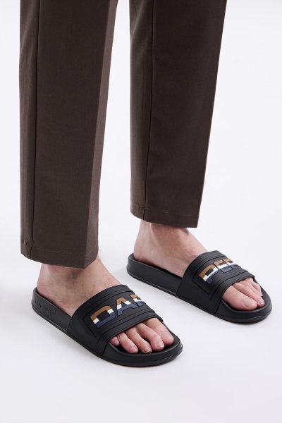 รองเท้าแตะแบบสวม DAPPER Colorblock Pool Slide Sandals – Black