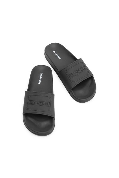 รองเท้าแตะแบบสวม DAPPER Monochrome Pool Slide Sandals – Black