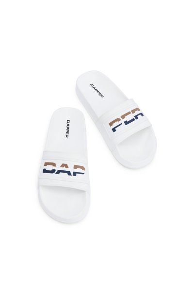รองเท้าแตะแบบสวม DAPPER Colorblock Pool Slide Sandals – White