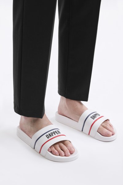รองเท้าแตะแบบสวม DAPPER Nautical Pool Slide Sandals – White